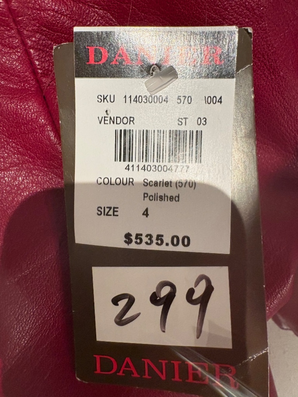 RED Leather size 4 NWT Danier pants - Picture 4 of 8